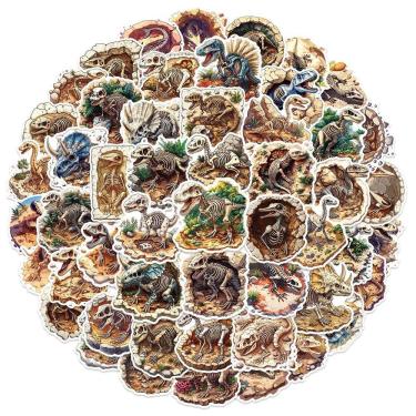 Imagem de Pacote de adesivos Dinosaur Fossil, 50 peças de vinil impermeável para crianças