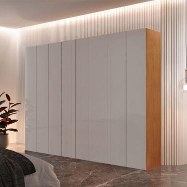 Imagem de Guarda Roupa Casal Atacama Em Mdf 8 Portas 8 Cabideiros Naturalle/off White Sem Gavetas