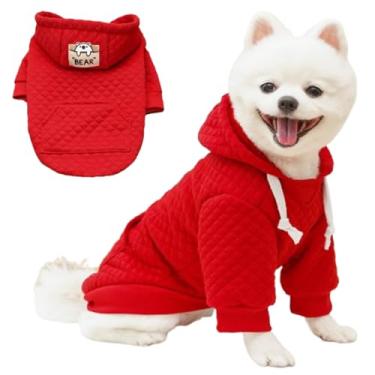 Imagem de JAAQUCD Moletom com capuz básico para cães com anel D para cães pequenos, meninos, meninas, férias, gato, roupa para animais de estimação, roupas para cães Yorkie Chihuahua (vermelho, médio)