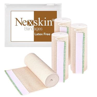 Imagem de NexSkin Bandagem Elástica Premium (6" De Largura, Pacote Com 4) - Ataduras De Compressão Médica/Atlética Sem Látex Prendedores De Velcro Em Ambas As Extremidades - Bandagem De Algodão Cultivado Nos Eu