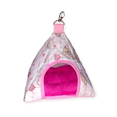 Imagem de Casa para Hamsters Periquitos e Calopsitas em Pano – Toca e Gaiola Segura para Agapornis e Twister (Ursinho tedy,0,19cm x 0,19cm x 0,23cm)