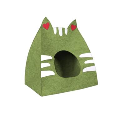 Imagem de Ioensy Casinha de feltro para gatos, arranhador para gatos de pequeno a grande e gatinhos. Abrigo dobrável para gatinhos, caverna privativa, Verde