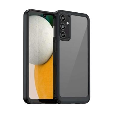 Imagem de Capa e capa para Samsung Galaxy A15, botão de pressão flexível, capa transparente, anti-impressões digitais. Proteção total de 360° - preta