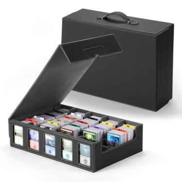 Imagem de GAISTEN Trading Card Storage Box - 5 Row, 4000 Capacity With Detachable Lid As Game Mat, Portable Handle, Display Windows And Leather Magnetic Closure - Ideal For TCG And MTG Deck Box, Gray