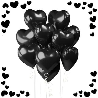 Imagem de Balões de coração de 45,72 cm, 12 peças de balões de coração preto para decoração de chá de bebê no dia dos namorados, casamento, noivado, festa de aniversário, chá de bebê