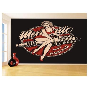 Imagem de Papel De Parede 3D Carro Antigo Hot Rod Pin Up 3,5M Cxr105 - Você Deco