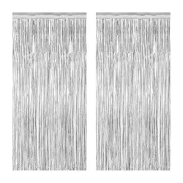 Imagem de Kit Festa Premium, 129 Balões Coloridos de Látex para Decoração, Arco de Balões com Confete, Inclui Bomba de Ar, Fita e Cola, Ideal para Aniversários e Eventos (2 Cortinas de Chuva Prateadas)