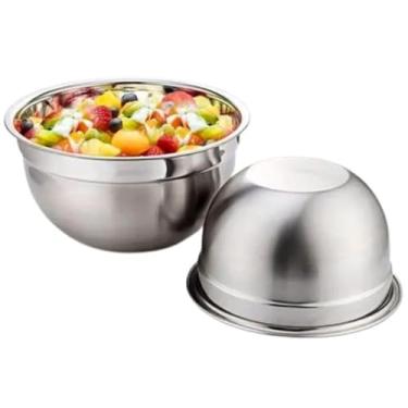 Imagem de Tigela Funda Bowl De Aço Inox 16x8 Centimetros Ideal Para Cereais, Sopas, Saladas, Massas e Frutas, Servir e Misturar Alimentos