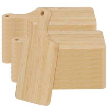 Imagem de TAICHEUT Tábua de corte de 20 peças, tábuas decorativas de charcutaria de 28 x 12 cm com alça, tábua de corte com gravação a laser para casamento faça você mesmo, presente de inauguração de casa do