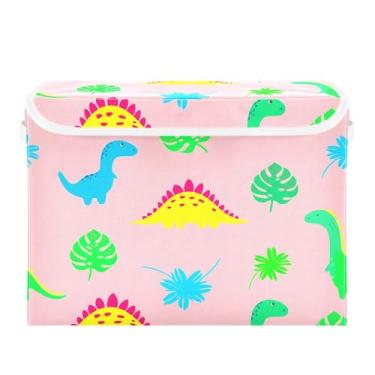 Imagem de SEHANY Cestas de armazenamento engraçadas de dinossauro com tampas, organizador de caixa de armazenamento dobrável, caixas de armazenamento de armário de tecido para roupas cobertor de escritório