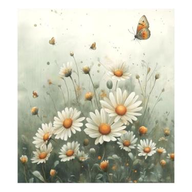 Imagem de Blueangle Aquarela Prado Margaridas Capa de Ímã para Lava-louças, Decoração Frontal de Lava-Louça, Decalques de Armário Doméstico, Adesivos Eletrodomésticos, 58 cm C x 66 cm Adesivo Magnético