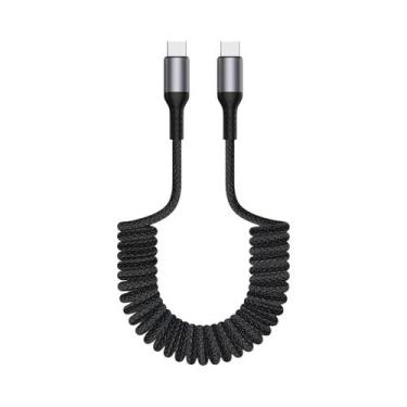 Imagem de Cabo USB C Para USB C Em Espiral De 90 Graus, Carregador Rápido Retrát