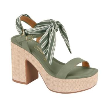 Imagem de Sandália Feminina Vizzano – Plataforma Salto Bloco Laço, Leve, Confortável e Estável (Verde, BR, Adulto, Numérico, 37)