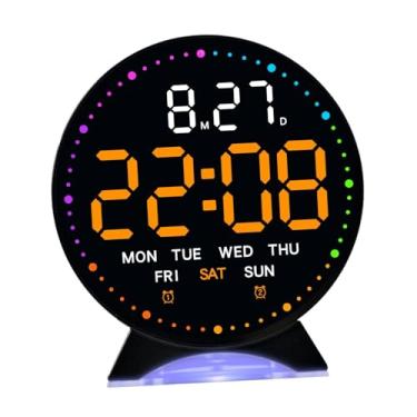 Imagem de IEUDNS Despertador de cabeceira com função de temporizador, decoração para casa, silencioso, visor LED grande, relógio digital, para meninos e meninas, ideal, Laranja Preto