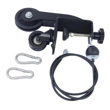 Imagem de oshhni de polias para queda de braço, equipamento de treinamento com cabos e mesa para fortalecimento dos braços, ideal para academia em casa para, Preto