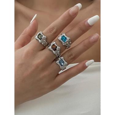 Imagem de Conjunto de anéis de articulação empilháveis ajustáveis para mulheres, conjunto de anéis empilháveis modernos, presentes de Natal, presentes de amizade para mulheres, dia dos namorados, Medium, Latão