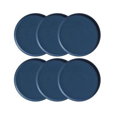 Imagem de Conjunto com 6 Pratos de Sobremesa Porto Brasil Neo Boreal em Stoneware 21,5cm – Azul
