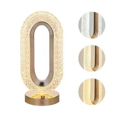 Imagem de Luminária de Mesa Abajur de Cabeçeira com 3 Modos de Iluminação LED Botão Touch Sem Fio Recarregável Para Criado Mudo, Estudos, Trabalho, Quarto, Escritório, Sala, Decoração e Leitura Dourado Premium