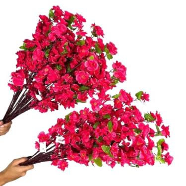 Imagem de Galho de Cerejeira Artificial 65cm – Kit 10 a 40 Ramos, Flor de Pessegueiro Estilo Oriental para Decoração de Casa, Casamento e Festas(Rosa Pink)