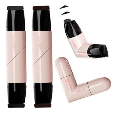 Imagem de Dulele Conjunto de 2 carimbos delineadores líquidos alados, duas cabeças à prova de manchas e lápis delineador de olhos pretos Waterpoof, estêncil de olho de gato preguiçoso, maquiagem para tatuagem