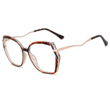 Imagem de Armação de óculos vintage para mulheres, óculos grandes com dobradiça de mola, fashion, transparente (3)