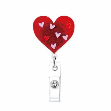Imagem de Carretel de crachá de coração engraçado para crachá de dia dos namorados, clipe retrátil para enfermeira, médico, vermelho, nome do dia dos namorados, carretéis de crachá de enfermeira, clipe jacaré