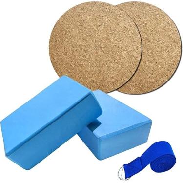 Imagem de 5 peças Conjunto de Equipamentos Yoga Blocos EVA Cinta Estiramento Algodão Protetor Joelho Kit Pilates para Exercícios Fitness