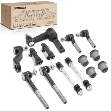 Imagem de A-Premium Conjunto de 12, elo da barra oscilante dianteira, extremidade da haste de direção interna e externa, braço Pitman e braço intermediário, compatível com Dodge - 1994-1999 - Ram 1500, Ram 2500