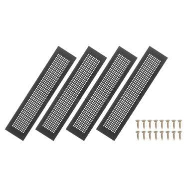 Imagem de PATIKIL Capa de ventilação de porta de 40,6 x 7,6 cm, 4 peças, capa de ventilação de grade de alumínio, furo de diamante com parafusos de montagem para porta de teto de armário de guarda-roupa, preto
