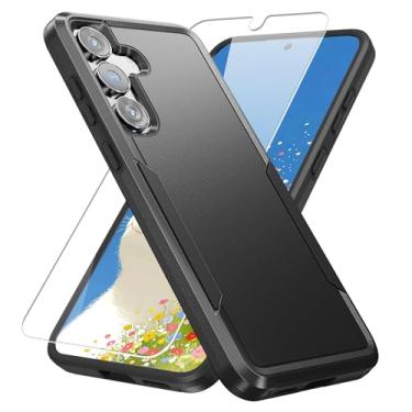 Imagem de Warsia Capa para Galaxy S25 FE com protetor de tela HD [teste de queda de grau militar] Capa protetora resistente à prova de choque resistente para Samsung Galaxy S25 FE, preta