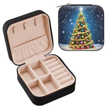 Imagem de Wassud Caixa de joias mágica de viagem para mulheres, meninas, senhoras, noiva, mini organizador de joias de couro PU, caixa quadrada de armazenamento de joias para brincos, anéis, colar e pulseiras