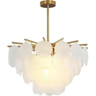 Imagem de Lustre de cristal moderno dourado de 50 cm, luminária pendente redonda para sala de estar, quarto, sala de jantar e hall de entrada.