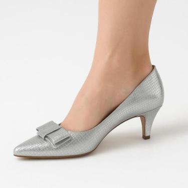 Imagem de Sapato Scarpin Brilhante Feminino Com Laço Salto Baixo 6cm Festa Brilh