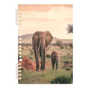 Imagem de Burbuja Caderno de elefantes, papel pautado universitário A5 com 60 folhas, fichário para escritório, 1 pacote