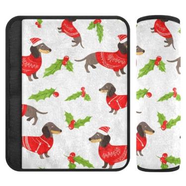 Imagem de Burbuja Capa para cinto de segurança de carro Christmas Dogs Protetor de cinto de segurança de carro macio confortável para alça de ombro de assento, 1 par médio