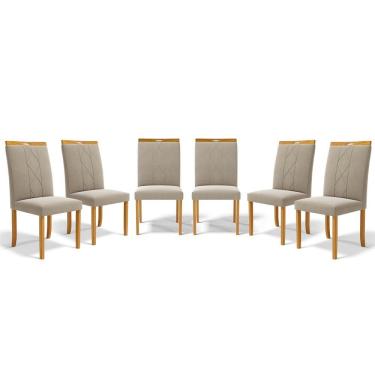 Imagem de Kit Com 6 Cadeiras Ana Madeira Maciça Estofadas Para Mesa De Jantar
