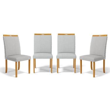 Imagem de Kit Com 4 Cadeiras Agnes Madeira Maciça Estofadas Para Mesa De Jantar