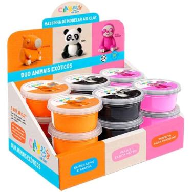 Imagem de Massa para Modelar Criativa, Doce Brinquedo, Clayeez Animais Exóticos, 12 Gramas, Sortido