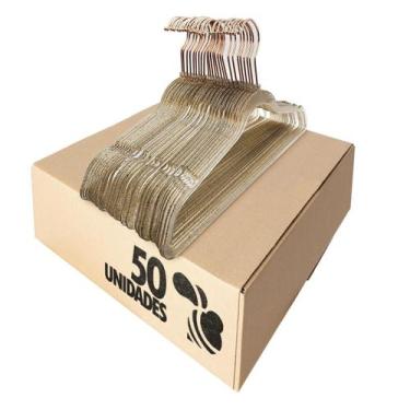 Imagem de Kit 50 Cabides Acrílico Bronze Glitter Rosa Gancho Rose - ARBORETHO