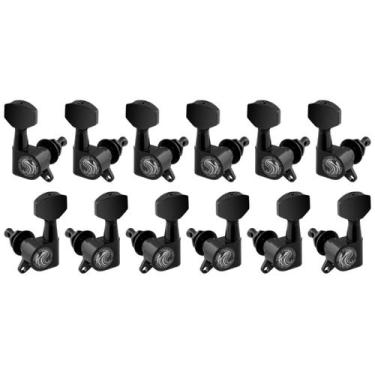 Imagem de Jogo de Tarraxas Blindadas Pretas 6x6 Para Violão Aço Folk 12 Cordas -