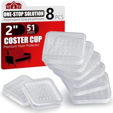 Imagem de Almofada antiderrapante para piso de madeira, 8 peças de copo transparente para porta-copos de 5 cm, prendedores de borracha antiderrapantes sem odor e sem manchas | Protetores de piso resistentes