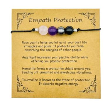 Imagem de Pulseira de proteção empática para alívio da ansiedade, joias inspiradoras, presentes espirituais para mulheres e homens (Proteção Empatia-KZBR)