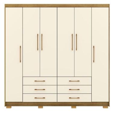 Imagem de Guarda-roupa Casal 6 Portas 6 Gavetas 100% Mdf Cadence Nature-champagne