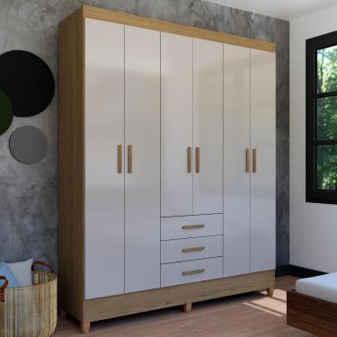 Imagem de Guarda-Roupa Casal Bartira New Olimpia Plus 204x165cm 6 Portas 3 Gavetas 