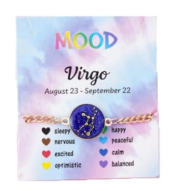Imagem de COLORFUL BLING Pulseiras do zodíaco para mulheres e homens, 12 constelações, signo que muda de cor, pulseira com pingente de emoção e sensação de temperatura, joia de horóscopo, presente de