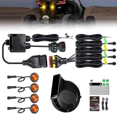 Imagem de Vi9000 Kit de seta UTV com buzina, kit de pisca-pisca universal para quadriciclo UTV com interruptor basculante, luz de perigo compatível com Polaris, Can-Am, Kawasaki, CFMOTO