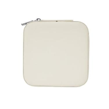 Imagem de Porta Jóias Estojo Portátil em Couro com Zíper para Jóias, Maquiagem e Viagem Original C/Nota Fiscal (Branca)