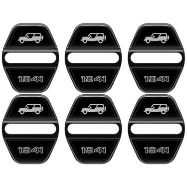 Imagem de smnuxwm 6 peças de capa de fechadura de porta para Jeep Wrangler JL JLU 2018-2025 4XE Unlimited Sahara Sports Rubicon Gladiator JT tampa de acabamento de trava de porta acessórios interiores de carro