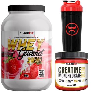 Imagem de WHEY Gourmet 3w pro Sabor Morango 900g Com Beta alanina e creatina Melhor que Max Titanium Growth-Unissex
