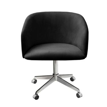 Imagem de Poltrona Atenas Base Giratória Com Rodinhas Cor:veludo Preto 410 Veludo Preto 410